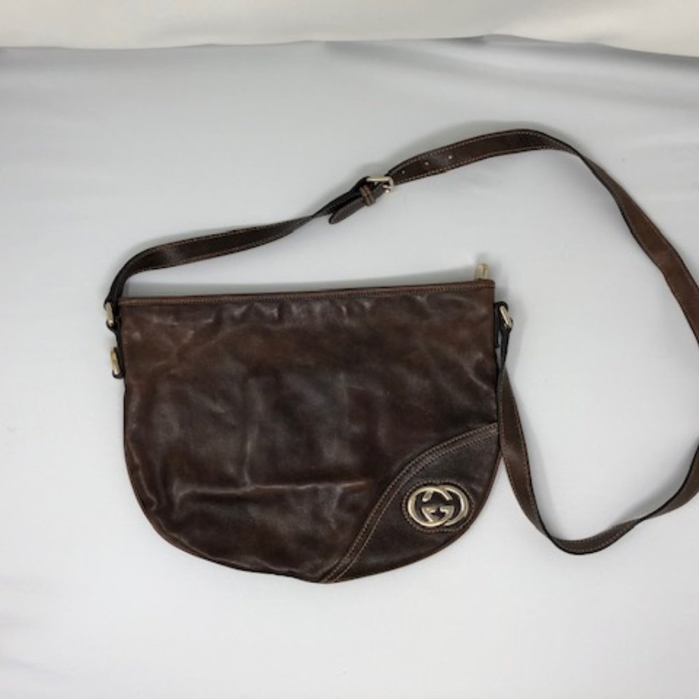 Gucci Brown leather vintage crossbody